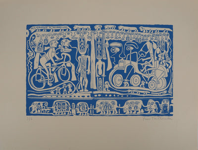 Yvon TAILLANDIER : L'ambassade du Taillandier-Land en bleu, Sérigraphie originale (photo de détail 3) - Crédit photo : Galerie Art.Paris