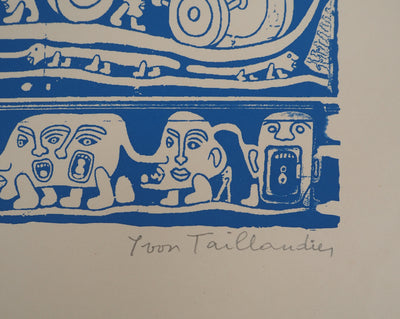 Yvon TAILLANDIER : L'ambassade du Taillandier-Land en bleu, Sérigraphie originale (photo de détail 2) - Crédit photo : Galerie Art.Paris