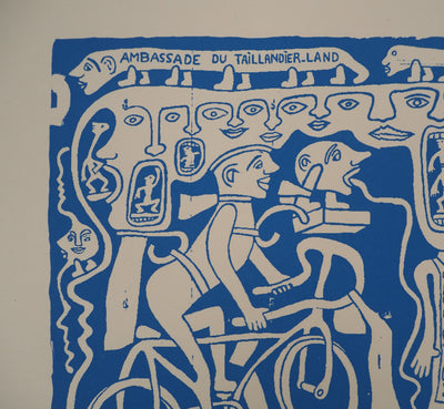 Yvon TAILLANDIER : L'ambassade du Taillandier-Land en bleu, Sérigraphie originale (photo de détail 4) - Crédit photo : Galerie Art.Paris