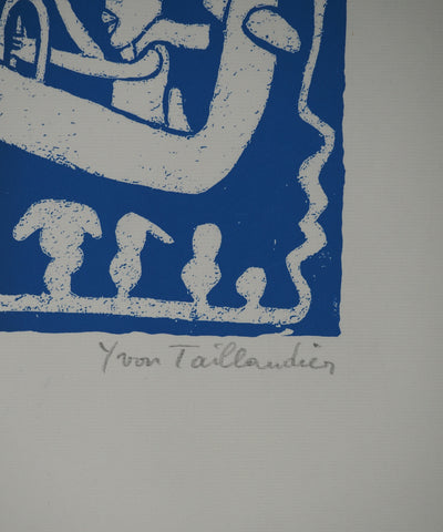 Yvon TAILLANDIER : Un monde en altitude en bleu, Sérigraphie originale (photo de détail 2) - Crédit photo : Galerie Art.Paris