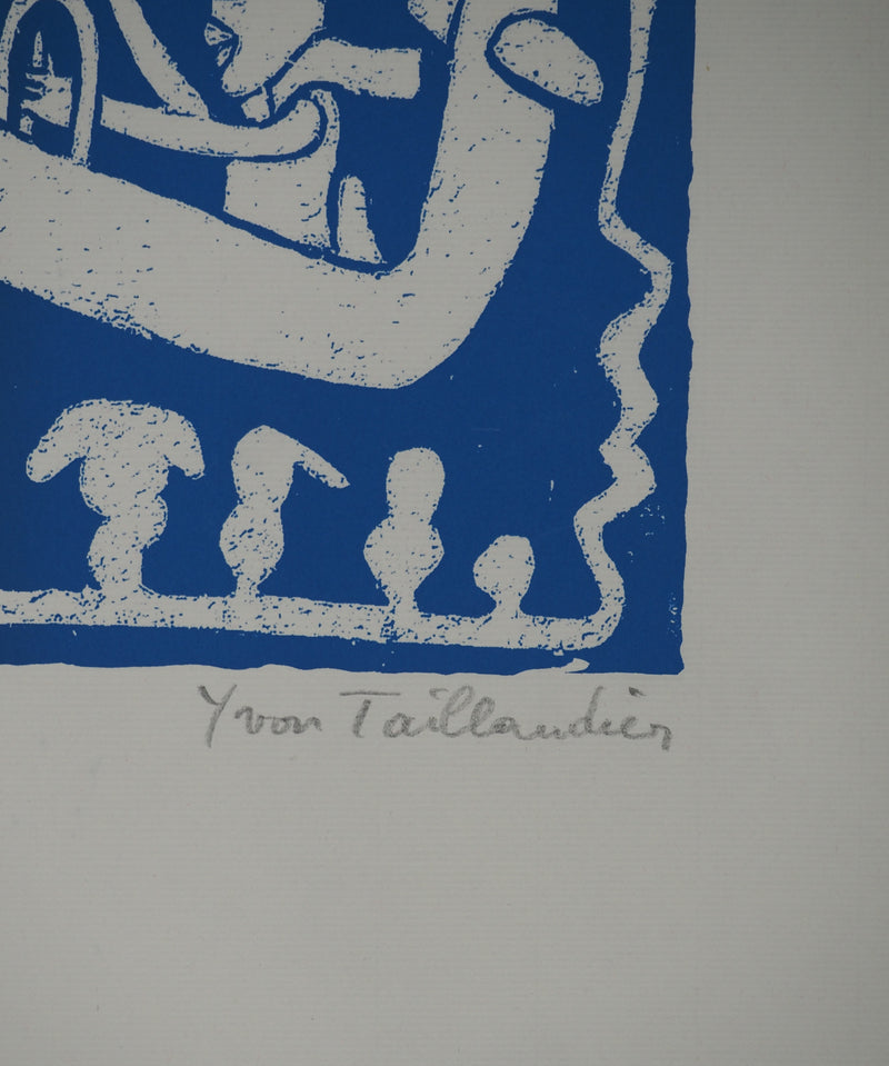 Yvon TAILLANDIER : Un monde en altitude en bleu, Sérigraphie originale (photo de détail 2) - Crédit photo : Galerie Art.Paris