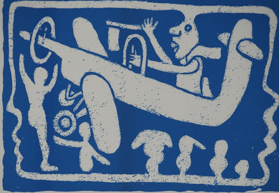 Yvon TAILLANDIER : Un monde en altitude en bleu, Sérigraphie originale (photo de détail 6) - Crédit photo : Galerie Art.Paris