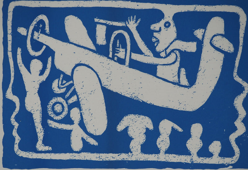 Yvon TAILLANDIER : Un monde en altitude en bleu, Sérigraphie originale (photo de détail 6) - Crédit photo : Galerie Art.Paris