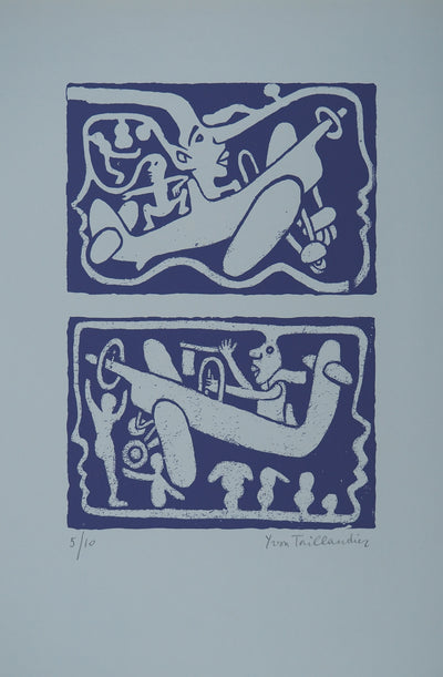 Yvon TAILLANDIER : Un monde en altitude en violet, Sérigraphie originale (photo de détail 3) - Crédit photo : Galerie Art.Paris