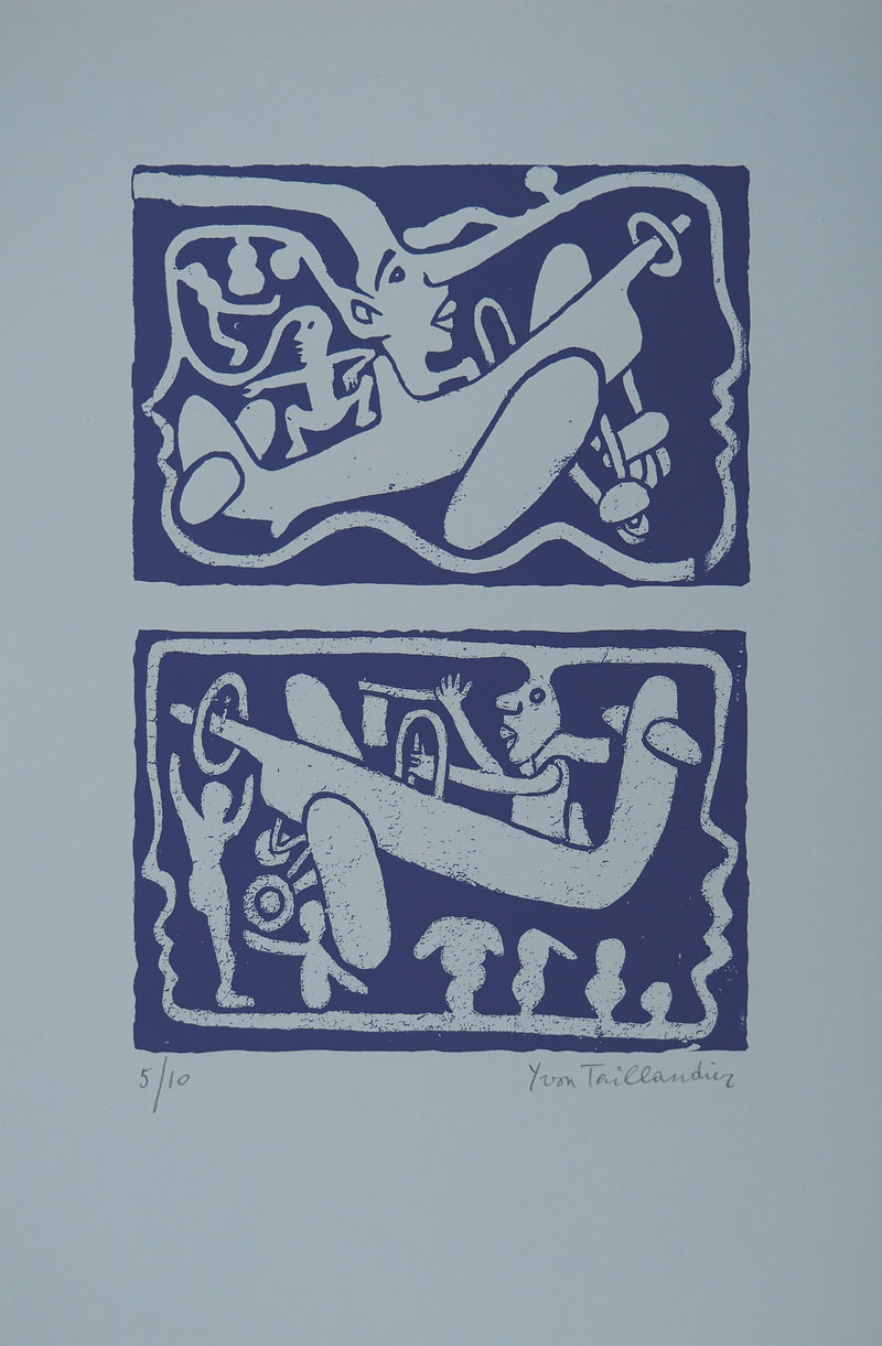 Yvon TAILLANDIER : Un monde en altitude en violet, Sérigraphie originale (photo de détail 3) - Crédit photo : Galerie Art.Paris