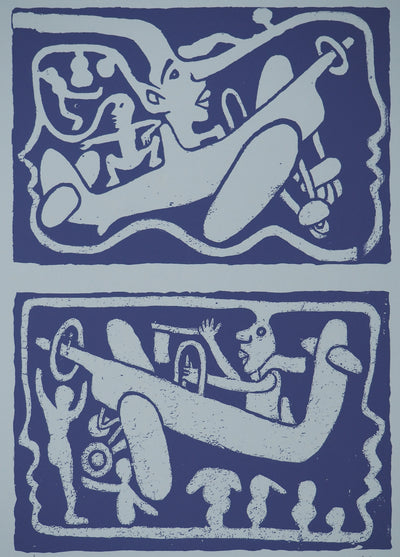 Yvon TAILLANDIER : Un monde en altitude en violet, Sérigraphie originale (vue générale) - Crédit photo : Galerie Art.Paris