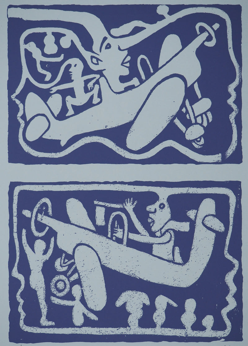 Yvon TAILLANDIER : Un monde en altitude en violet, Sérigraphie originale (vue générale) - Crédit photo : Galerie Art.Paris