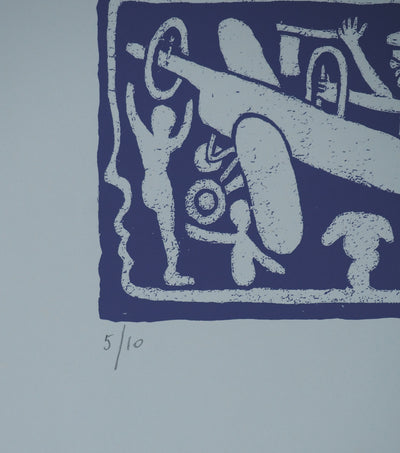 Yvon TAILLANDIER : Un monde en altitude en violet, Sérigraphie originale (photo de détail 7) - Crédit photo : Galerie Art.Paris