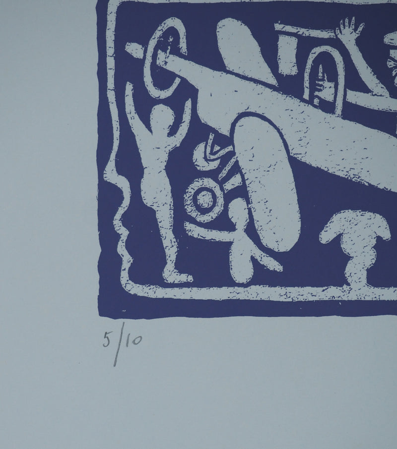 Yvon TAILLANDIER : Un monde en altitude en violet, Sérigraphie originale (photo de détail 7) - Crédit photo : Galerie Art.Paris