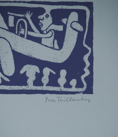 Yvon TAILLANDIER : Un monde en altitude en violet, Sérigraphie originale (photo de détail 2) - Crédit photo : Galerie Art.Paris