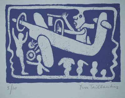 Yvon TAILLANDIER : Un monde en altitude en violet, Sérigraphie originale (photo de détail 6) - Crédit photo : Galerie Art.Paris