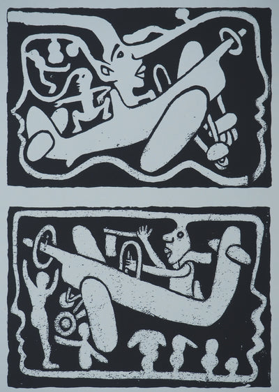 Yvon TAILLANDIER : Un monde en altitude en noir, Sérigraphie originale (vue générale) - Crédit photo : Galerie Art.Paris