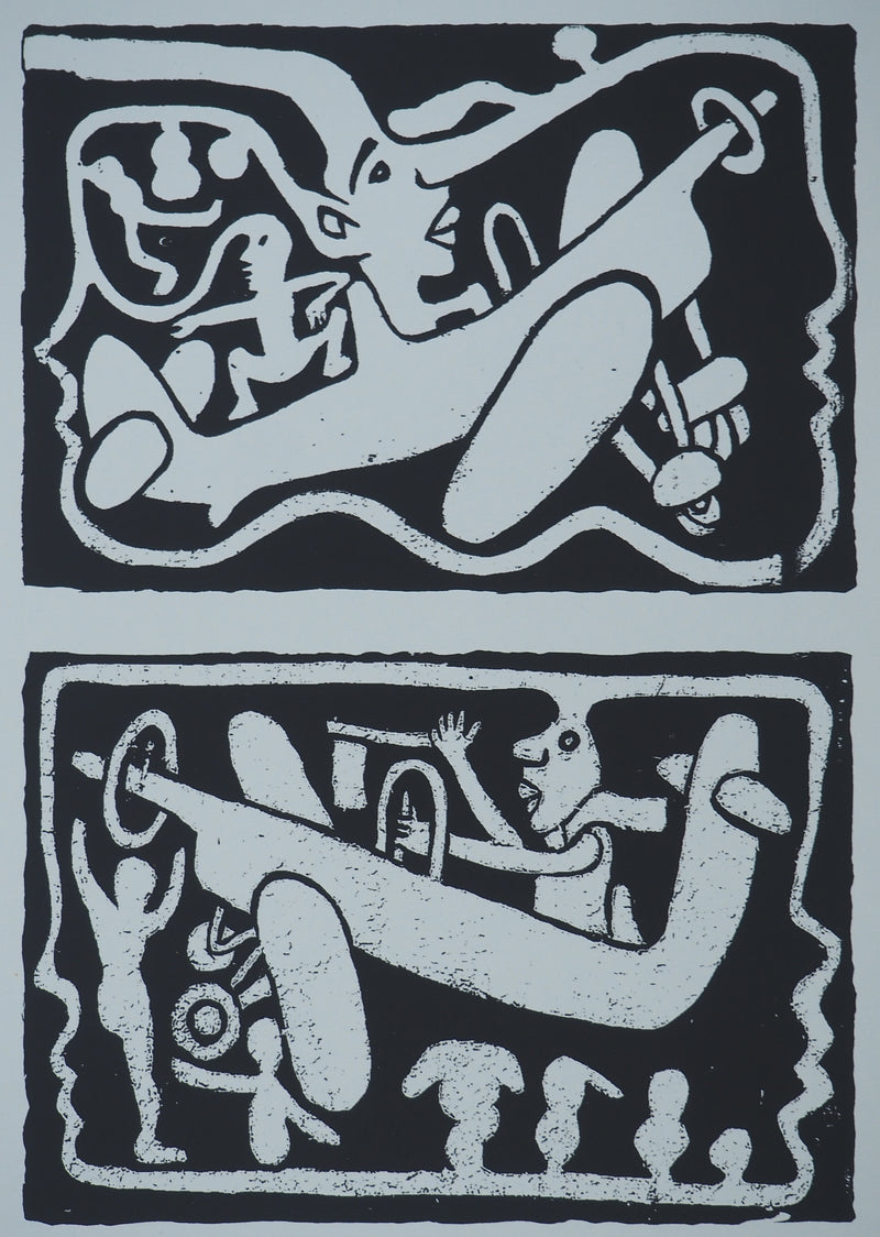Yvon TAILLANDIER : Un monde en altitude en noir, Sérigraphie originale (vue générale) - Crédit photo : Galerie Art.Paris