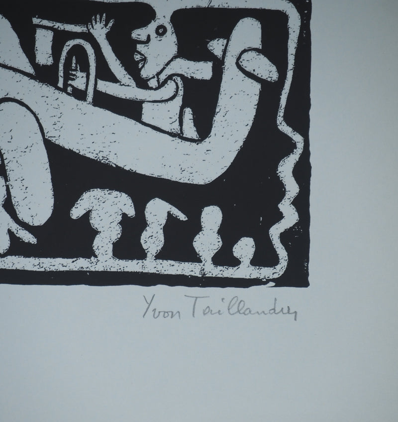 Yvon TAILLANDIER : Un monde en altitude en noir, Sérigraphie originale (photo de détail 2) - Crédit photo : Galerie Art.Paris