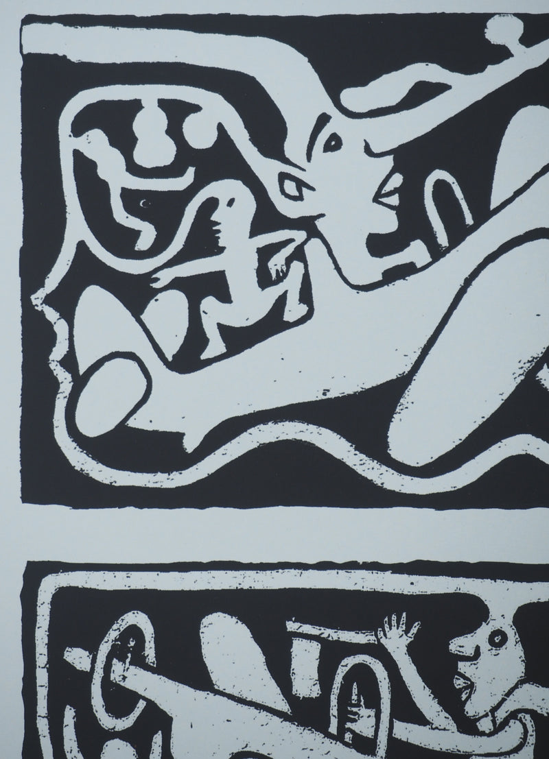 Yvon TAILLANDIER : Un monde en altitude en noir, Sérigraphie originale (photo de détail 5) - Crédit photo : Galerie Art.Paris