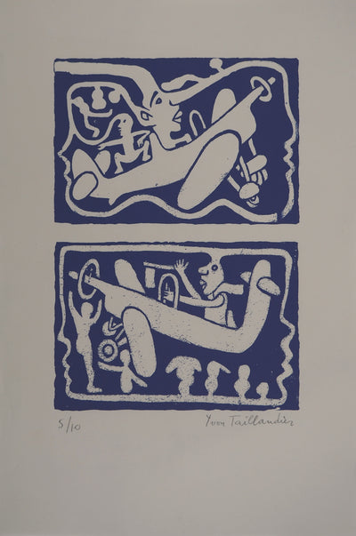 Yvon TAILLANDIER : Un monde en altitude en violet II, Sérigraphie originale (photo de détail 2) - Crédit photo : Galerie Art.Paris