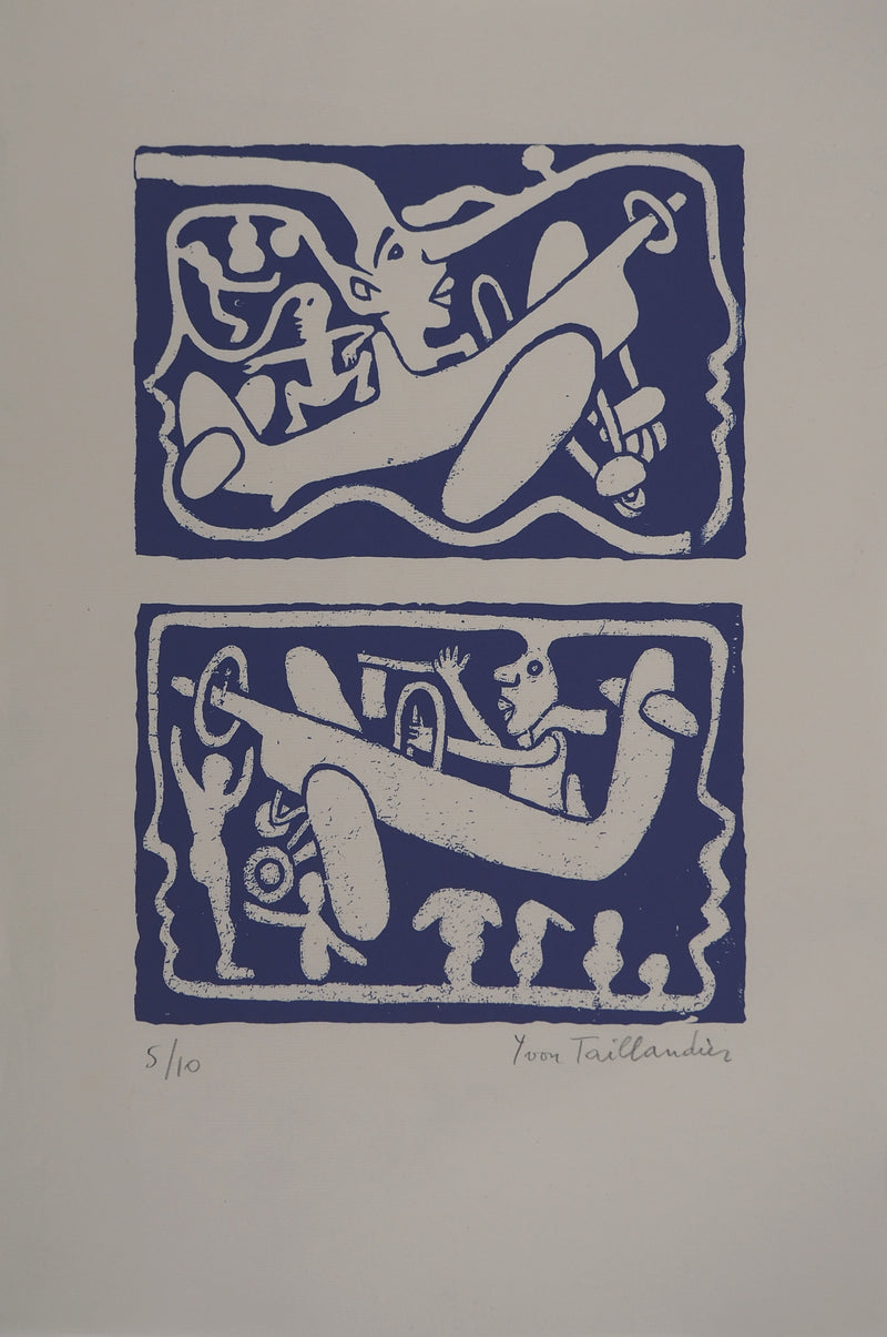 Yvon TAILLANDIER : Un monde en altitude en violet II, Sérigraphie originale (photo de détail 2) - Crédit photo : Galerie Art.Paris