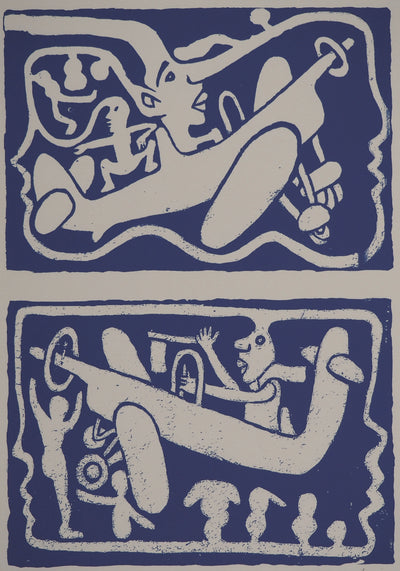 Yvon TAILLANDIER : Un monde en altitude en violet II, Sérigraphie originale (vue générale) - Crédit photo : Galerie Art.Paris