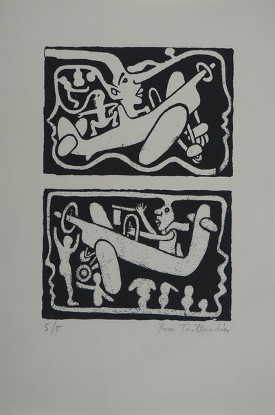 Yvon TAILLANDIER : Un monde en altitude en noir II, Sérigraphie originale (photo de détail 2) - Crédit photo : Galerie Art.Paris