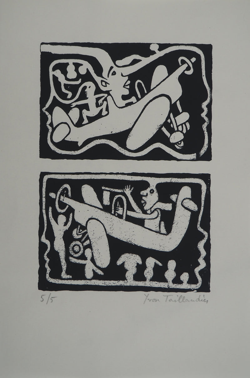 Yvon TAILLANDIER : Un monde en altitude en noir II, Sérigraphie originale (photo de détail 2) - Crédit photo : Galerie Art.Paris