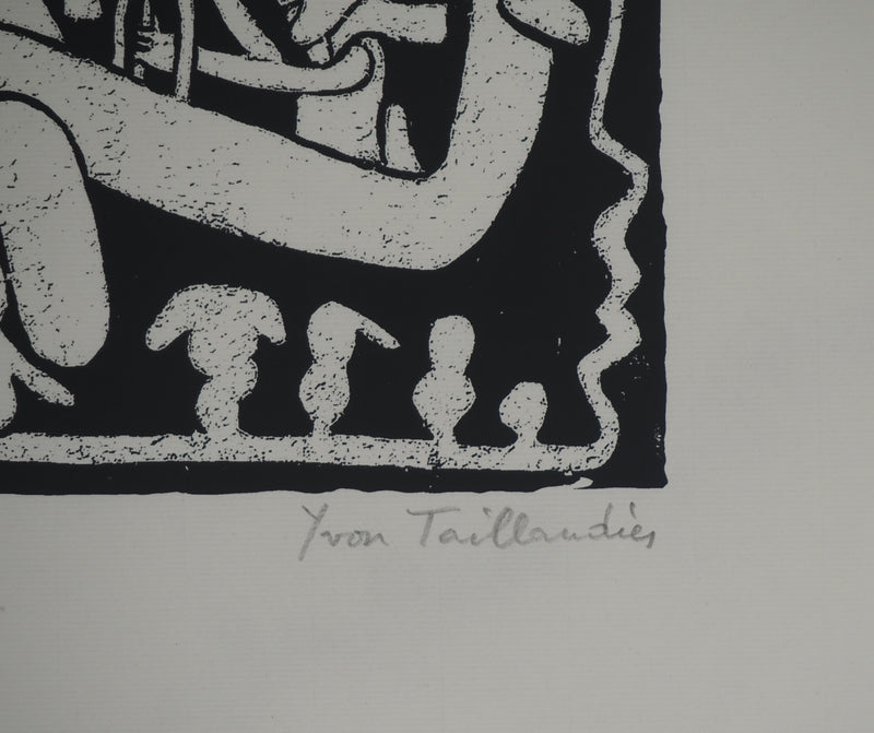 Yvon TAILLANDIER : Un monde en altitude en noir II, Sérigraphie originale (photo de détail 3) - Crédit photo : Galerie Art.Paris