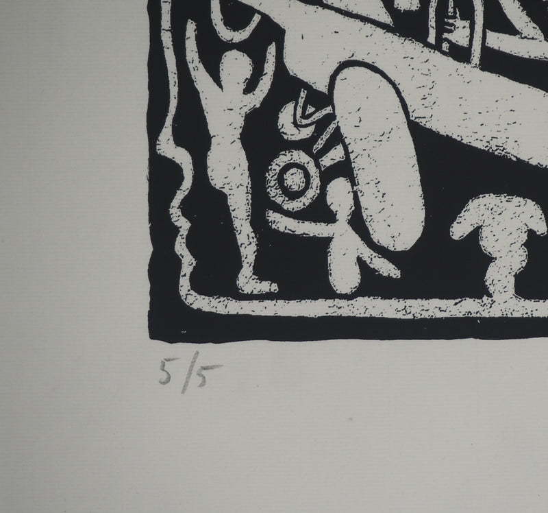 Yvon TAILLANDIER : Un monde en altitude en noir II, Sérigraphie originale (photo de détail 6) - Crédit photo : Galerie Art.Paris