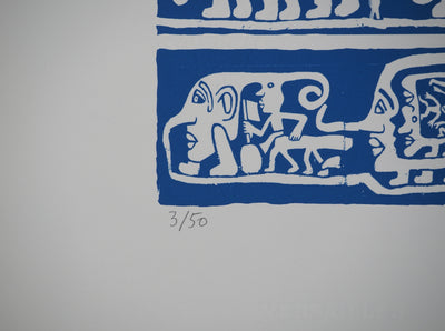 Yvon TAILLANDIER : Catitipède aux visages en bleu, Sérigraphie originale (photo de détail 6) - Crédit photo : Galerie Art.Paris