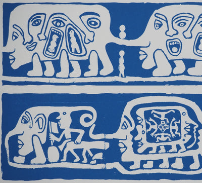 Yvon TAILLANDIER : Catitipède aux visages en bleu, Sérigraphie originale (photo de détail 4) - Crédit photo : Galerie Art.Paris