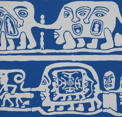 Yvon TAILLANDIER : Catitipède aux visages en bleu, Sérigraphie originale (photo de détail 5) - Crédit photo : Galerie Art.Paris