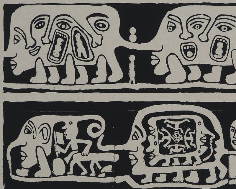 Yvon TAILLANDIER : Catitipède aux visages en noir, Sérigraphie originale (photo de détail 4) - Crédit photo : Galerie Art.Paris