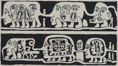 Yvon TAILLANDIER : Catitipède aux visages en noir, Sérigraphie originale (vue générale) - Crédit photo : Galerie Art.Paris