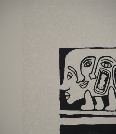 Yvon TAILLANDIER : Catitipède aux visages en noir, Sérigraphie originale (photo de détail 7) - Crédit photo : Galerie Art.Paris