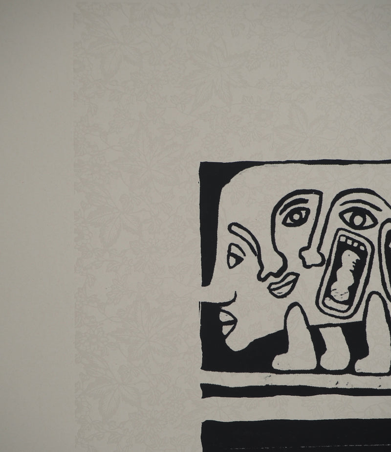 Yvon TAILLANDIER : Catitipède aux visages en noir, Sérigraphie originale (photo de détail 7) - Crédit photo : Galerie Art.Paris