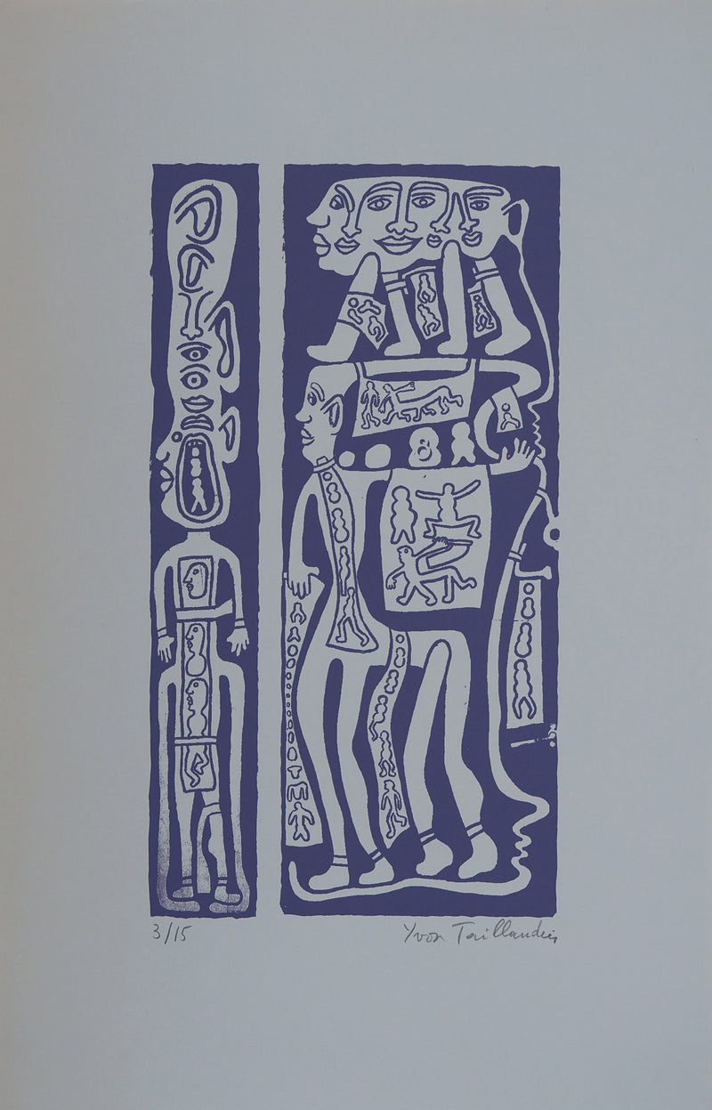 Yvon TAILLANDIER : Catitipède en cascade en violet, Sérigraphie originale (vue générale) - Crédit photo : Galerie Art.Paris