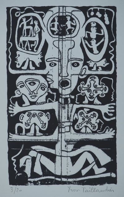 Yvon TAILLANDIER : Totem intérieur en noir, Sérigraphie originale (photo de détail 2) - Crédit photo : Galerie Art.Paris