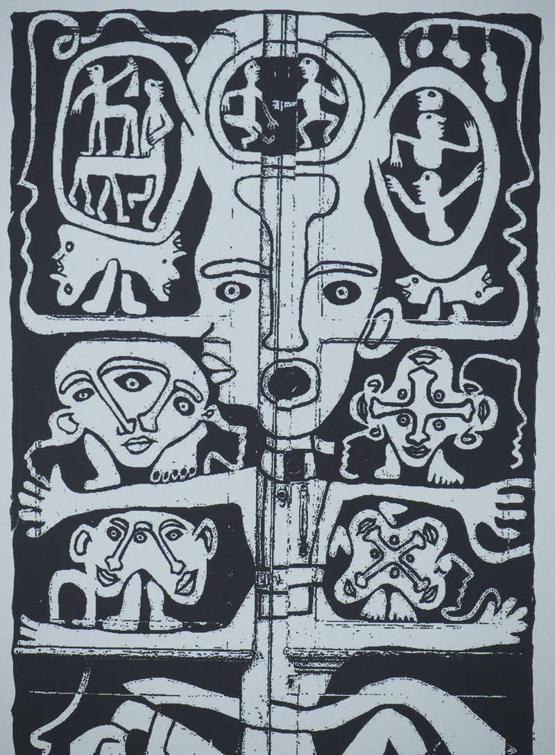 Yvon TAILLANDIER : Totem intérieur en noir, Sérigraphie originale (photo de détail 4) - Crédit photo : Galerie Art.Paris