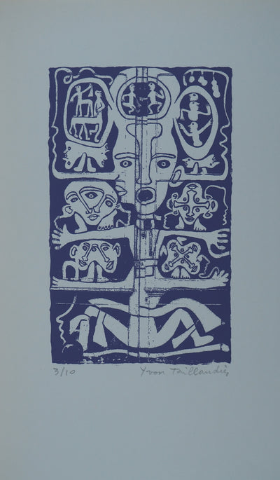Yvon TAILLANDIER : Totem intérieur en violet, Sérigraphie originale (vue générale) - Crédit photo : Galerie Art.Paris