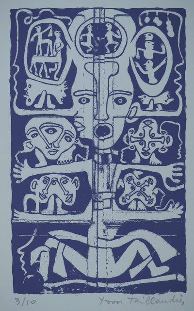 Yvon TAILLANDIER : Totem intérieur en violet, Sérigraphie originale (photo de détail 2) - Crédit photo : Galerie Art.Paris