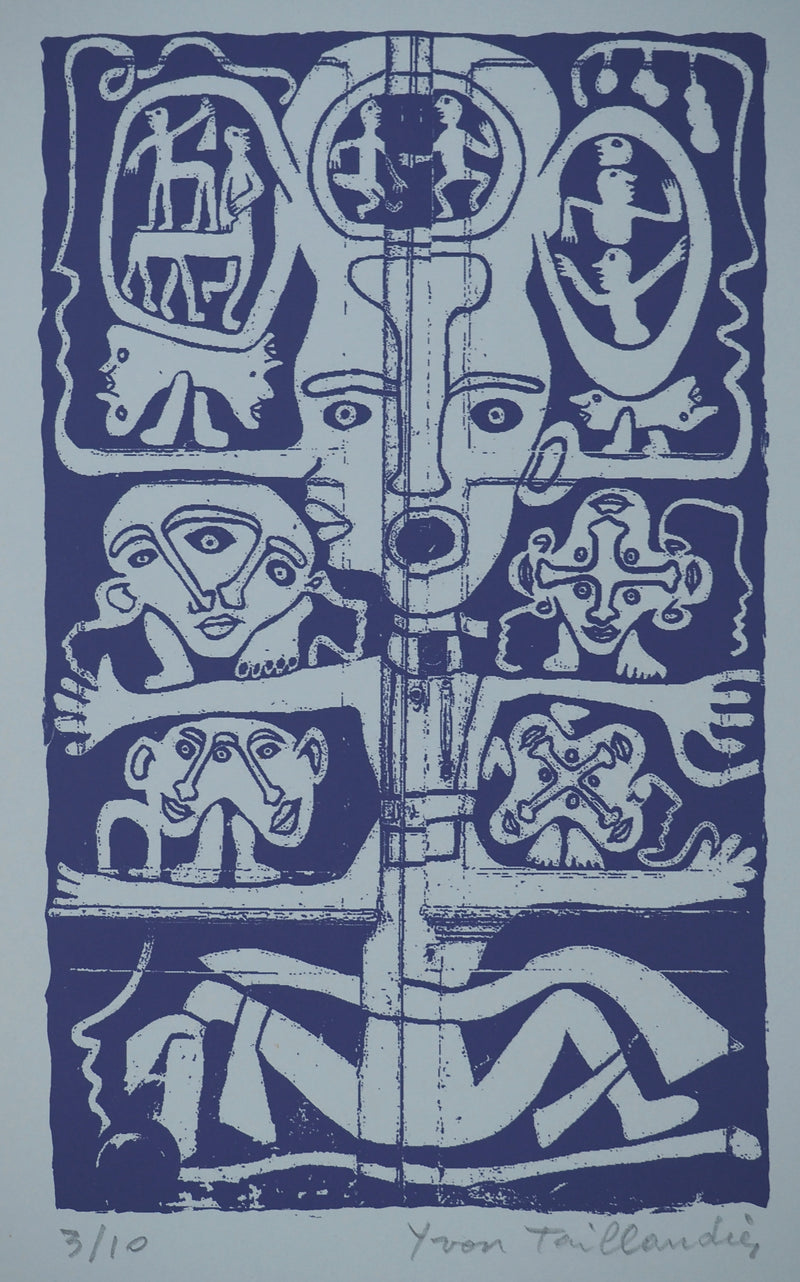 Yvon TAILLANDIER : Totem intérieur en violet, Sérigraphie originale (photo de détail 2) - Crédit photo : Galerie Art.Paris