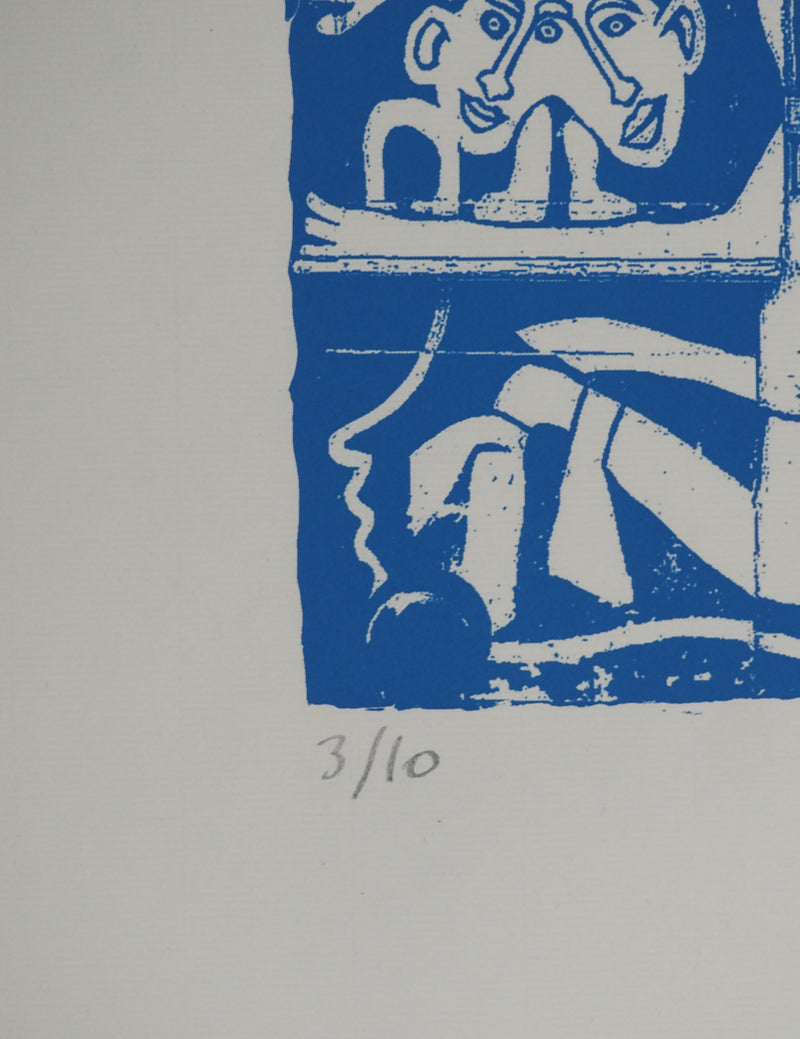 Yvon TAILLANDIER : Totem intérieur en bleu, Sérigraphie originale (photo de détail 6) - Crédit photo : Galerie Art.Paris