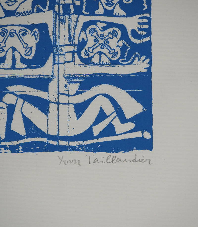 Yvon TAILLANDIER : Totem intérieur en bleu, Sérigraphie originale (photo de détail 3) - Crédit photo : Galerie Art.Paris
