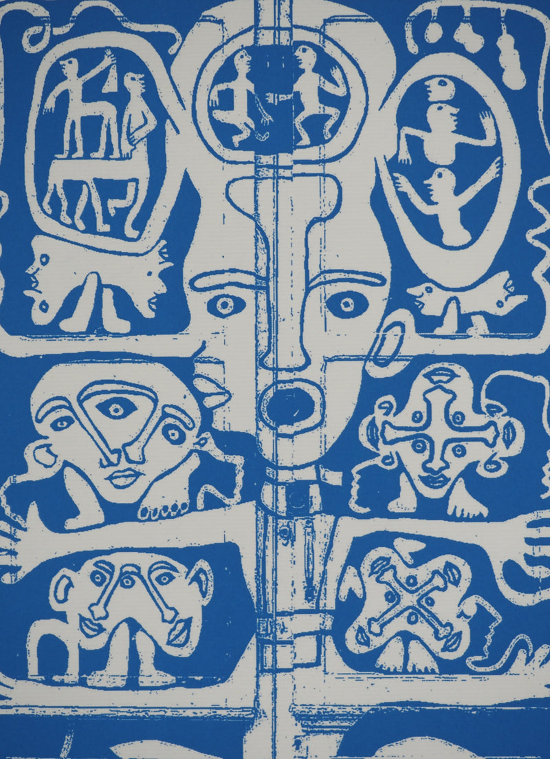 Yvon TAILLANDIER : Totem intérieur en bleu, Sérigraphie originale (photo de détail 4) - Crédit photo : Galerie Art.Paris