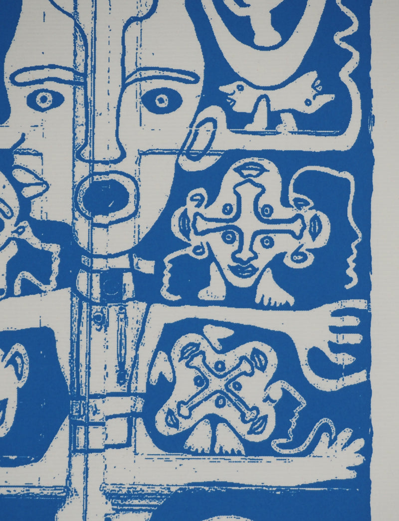 Yvon TAILLANDIER : Totem intérieur en bleu, Sérigraphie originale (photo de détail 5) - Crédit photo : Galerie Art.Paris