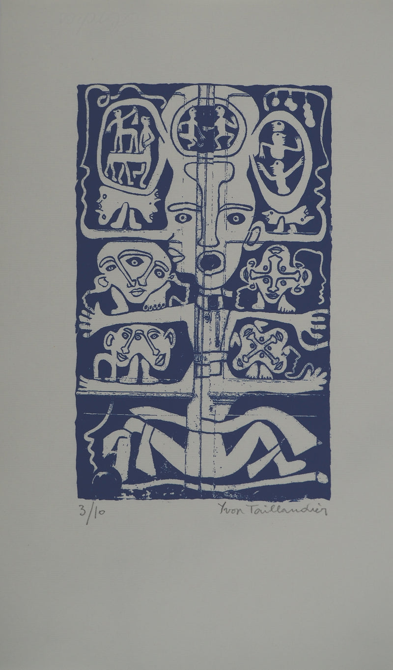 Yvon TAILLANDIER : Totem intérieur en violet II, Sérigraphie originale (vue générale) - Crédit photo : Galerie Art.Paris