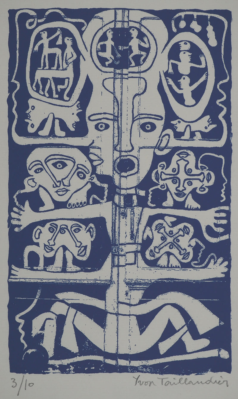 Yvon TAILLANDIER : Totem intérieur en violet II, Sérigraphie originale (photo de détail 2) - Crédit photo : Galerie Art.Paris