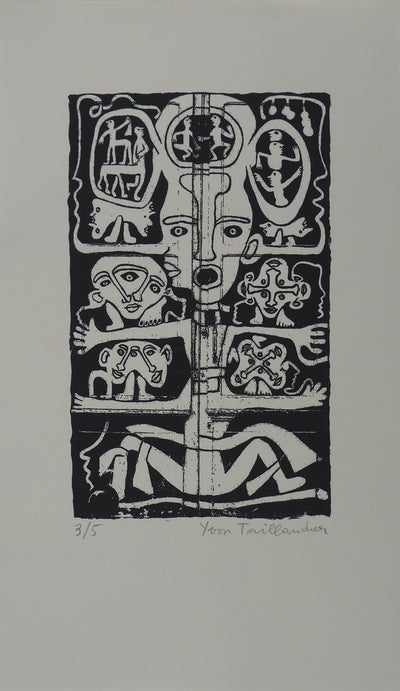 Yvon TAILLANDIER : Totem intérieur en noir II, Sérigraphie originale (vue générale) - Crédit photo : Galerie Art.Paris