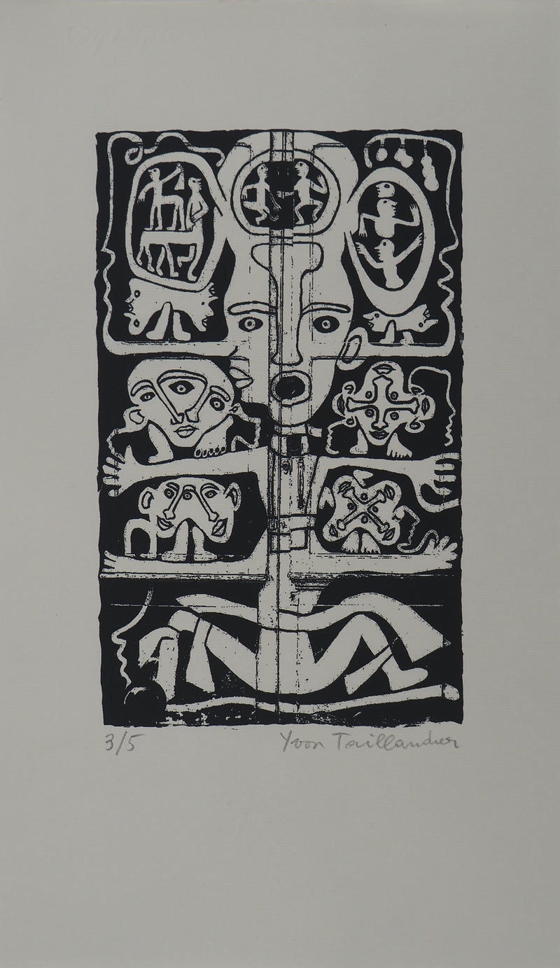 Yvon TAILLANDIER : Totem intérieur en noir II, Sérigraphie originale (vue générale) - Crédit photo : Galerie Art.Paris