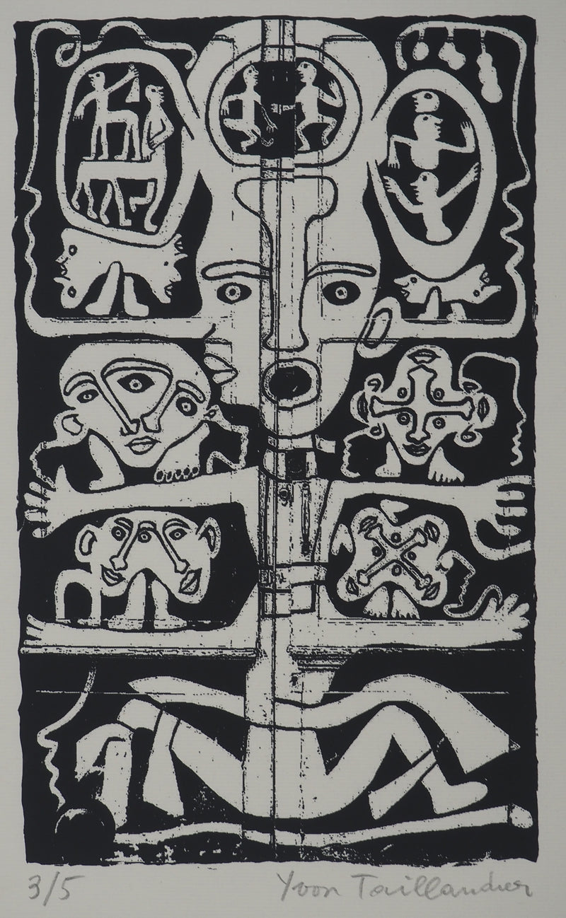 Yvon TAILLANDIER : Totem intérieur en noir II, Sérigraphie originale (photo de détail 2) - Crédit photo : Galerie Art.Paris