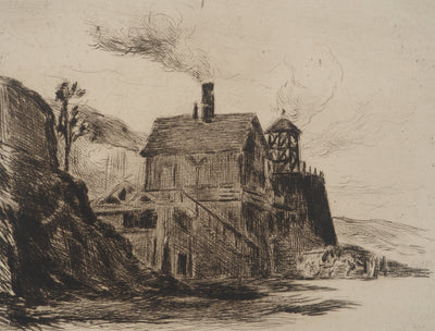 Maximilien LUCE : Maison au feu de bois, Gravure originale (photo de détail 2) - Crédit photo : Galerie Art.Paris