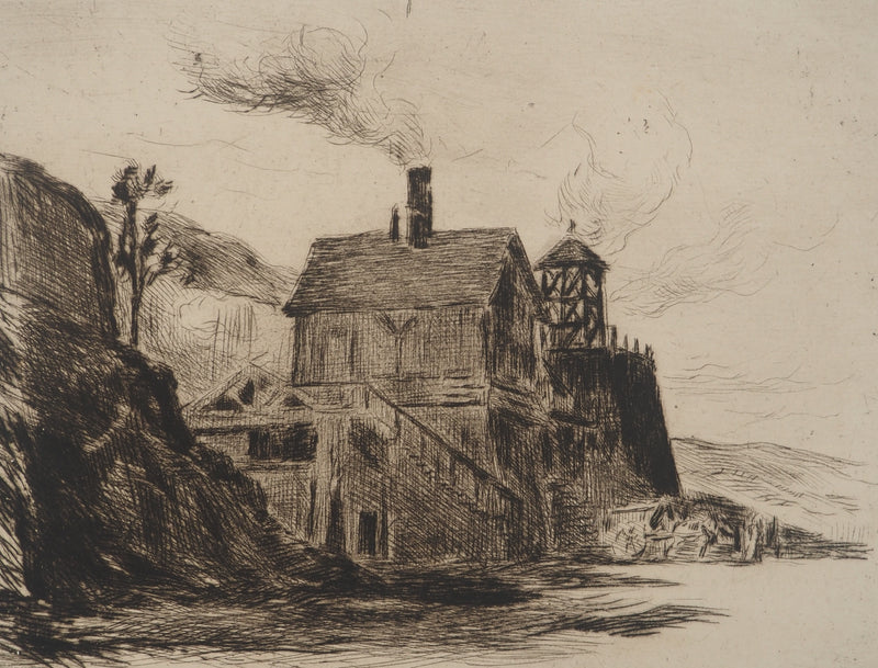 Maximilien LUCE : Maison au feu de bois, Gravure originale (photo de détail 2) - Crédit photo : Galerie Art.Paris